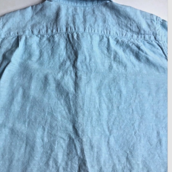 GAP linen & cotton button front light turquoise blue shirt Sz L - Picture 4 of 9